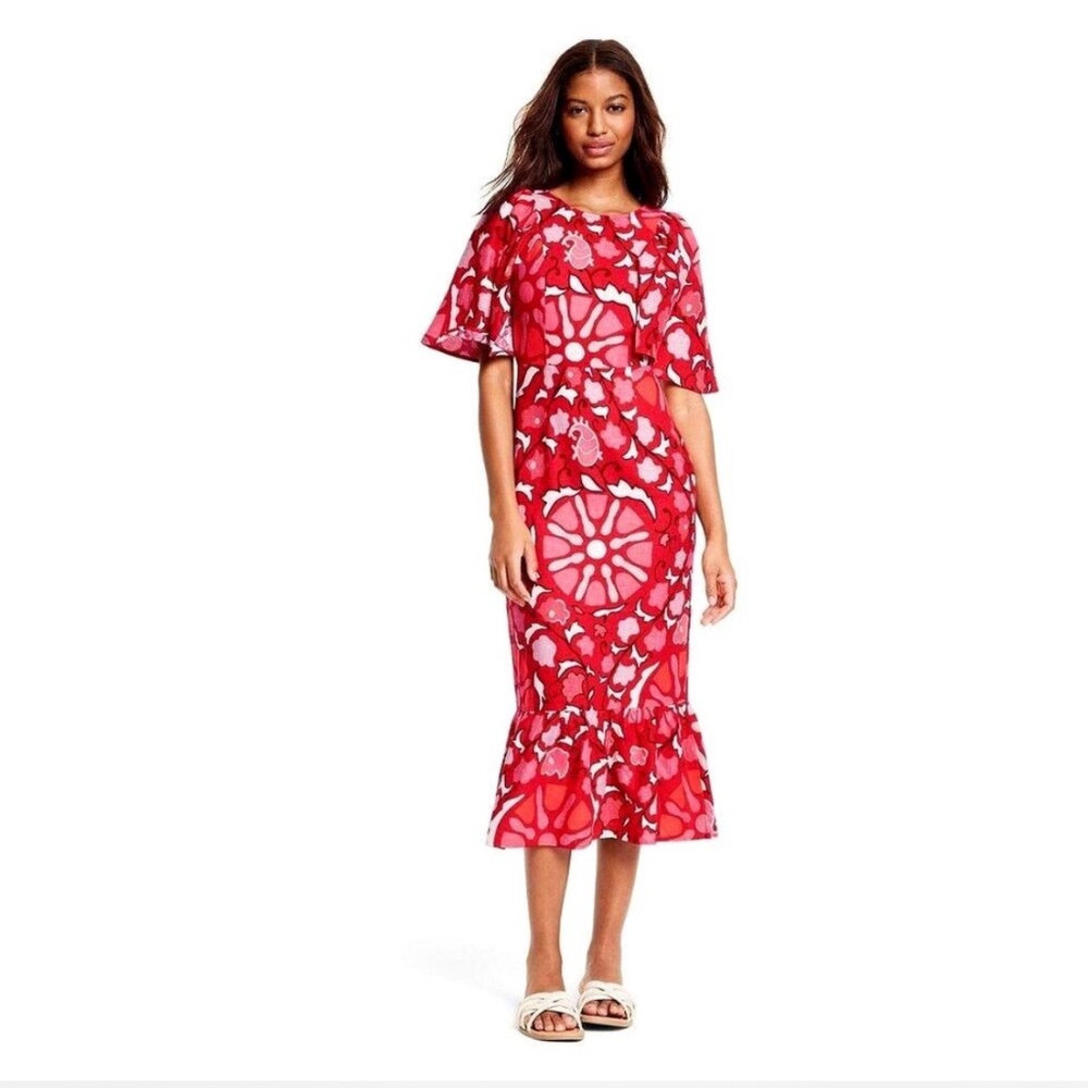 RHODE x Target Zinnia Floral Red Midi Dress